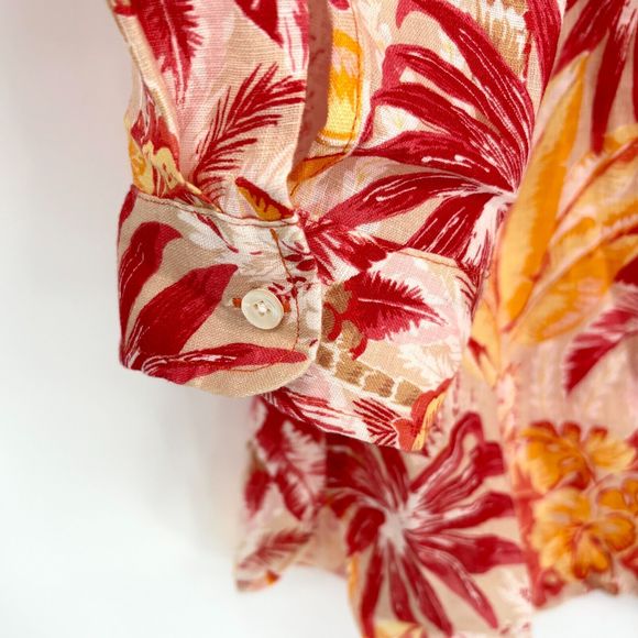 J. MCLAUGHLIN Women's XL 100% Linen Orange/Red Floral LS Button-Up Top Blouse - Picture 6 of 6